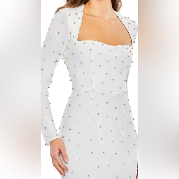 MAC DUGGAL ALLOVER WHITE RHINESTONE DRESS - sold out everywhere!! - Picture 3 of 4